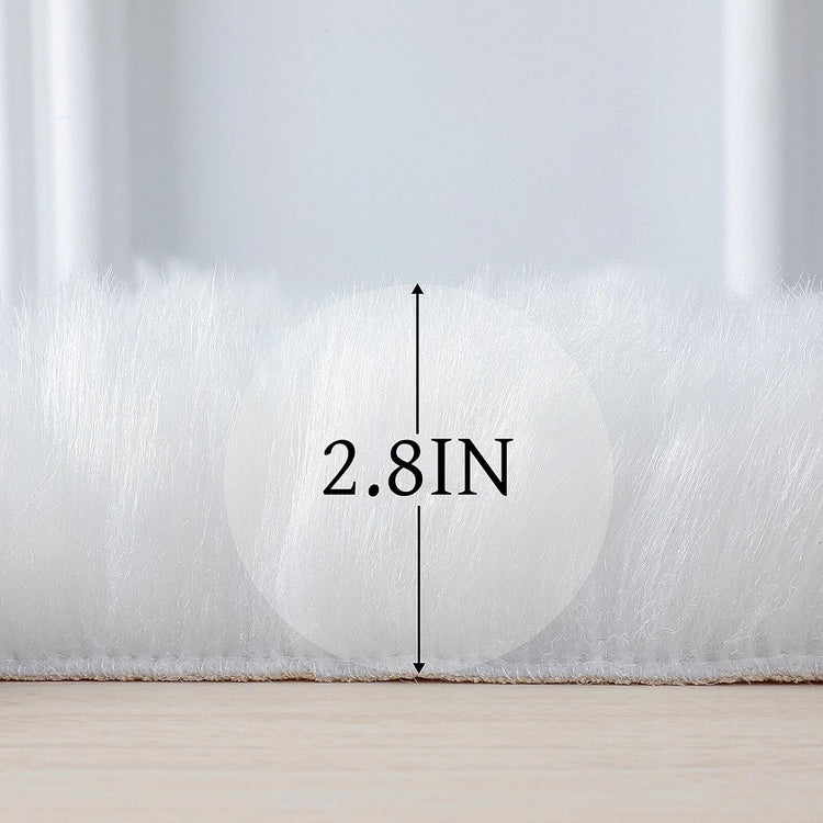 Faux Fur Rug Sheepskin Shag Fluffy Fuzzy White 2X3 Ft Small Rugs for Bedroom Bedside Bed Floor Living Room Plush High-Density Cushion Carpet Super Sofa Cover