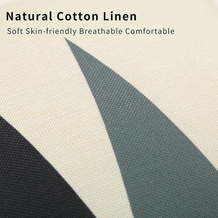 Set of 4 Decorative Geometric 18 X 18 Inches Throw Pillow Covers - Modern Pattern Linen Square Pillow Cushion Case for Sofa Couch Bed Home Outdoor Car (18" X 18", Beige/Black)