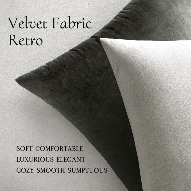 Pack of 2, Velvet Soft Solid Decorative Square Throw Pillow Covers Set Cushion Cases Pillowcases for Spring Sofa Bedroom 18X18 Inch Greyish White