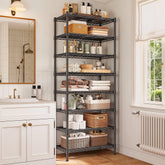 8-Tier Wire Shelving Unit Adjustable Metal Storage Shelves for Bathroom，Pantry，Kitchen，Laundry Room,72"H X 23.3"W X 13.5"D,Black