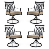 2 Pieces Patio 360 Degree Swivel Chairs with Blossom Pattern Backrest and Cushions