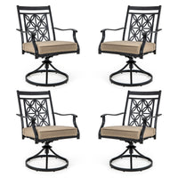 2 Pieces Patio 360 Degree Swivel Chairs with Blossom Pattern Backrest and Cushions