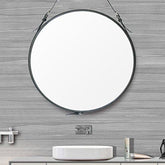 round Wall Mirror Decorative Mirror, Hanging Mirror with Hanging Strap Silver Hardware Hooker/Hanger (Black, 20&