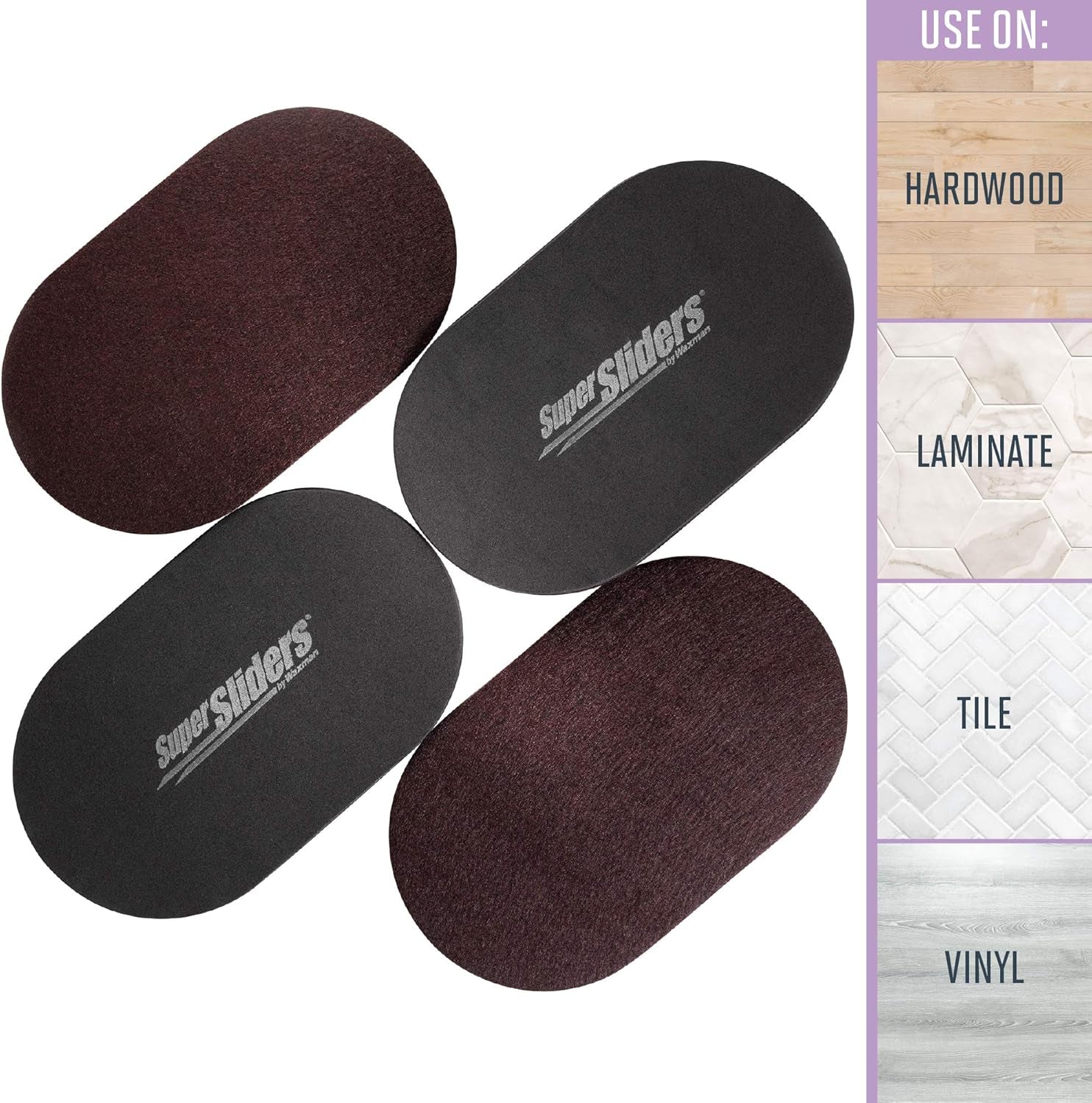 5 3/4" X 9 1/2" Oval Reusable Furniture Sliders for Hard Surfaces - Effortless Moving and Surface Protection, Brown (8 Pack)