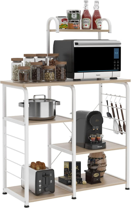 4-Tier Kitchen Baker'S Rack Utility Microwave Oven Stand Storage Cart Workstation Shelf ,White Oak 172-MO-SH
