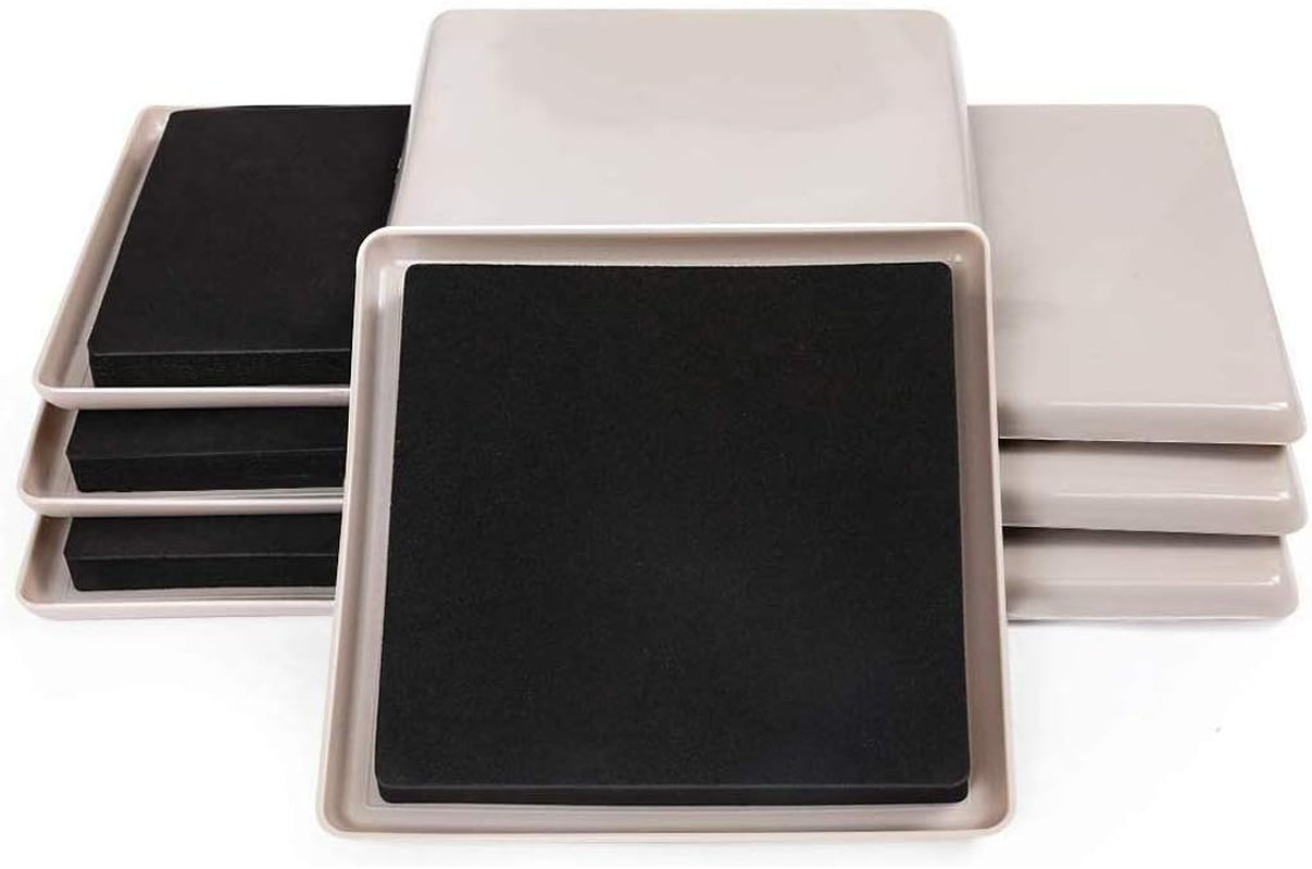 8 Pack Reusable Large Furniture Movers Sliders for Carpet, 5" Square Furniture Moving Pads, Carpet Sliders for Heavy Sofa Bed Couch Fridge, Furniture Glides Easily and Quickly (Beige)