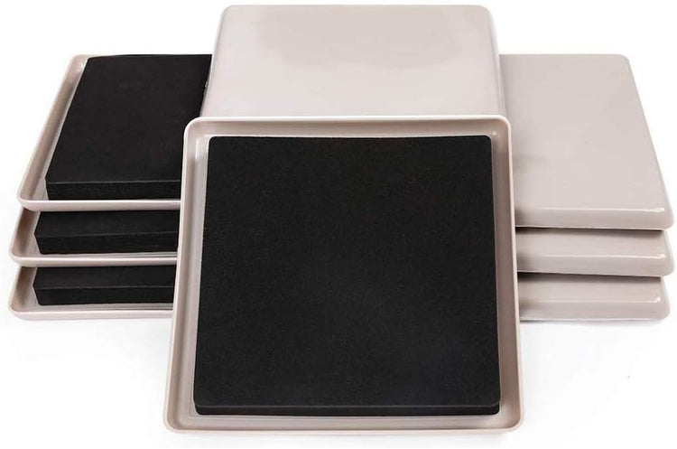 8 Pack Reusable Large Furniture Movers Sliders for Carpet, 5" Square Furniture Moving Pads, Carpet Sliders for Heavy Sofa Bed Couch Fridge, Furniture Glides Easily and Quickly (Beige)