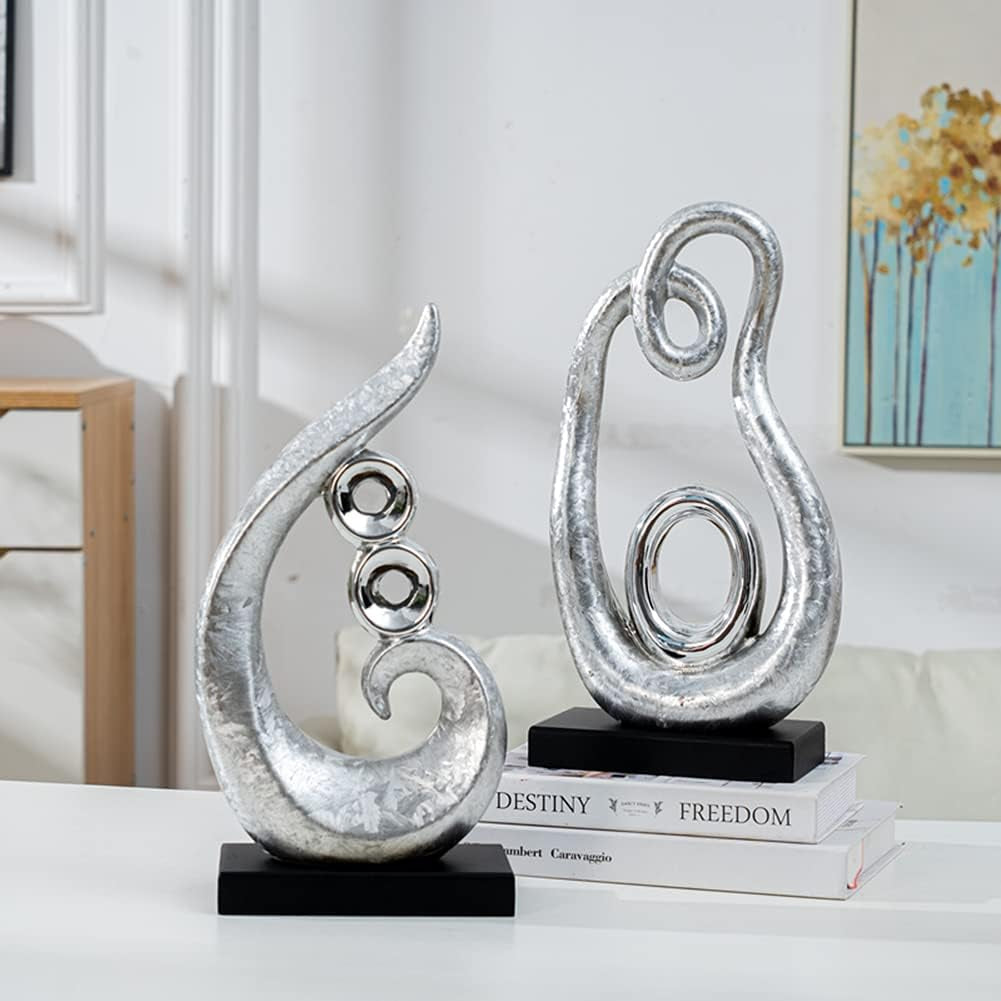Ceramic Abstract Statue Decoration ，Gift, Silver ，Sculpture Office Home Decoration (1270)