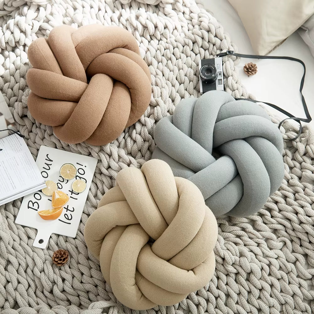 Cotton DIY Hand Knot Back Cushions Cozy Car Lumbar Pillow Home Decorative Sofa Seat Cushion Soft Office Hand Rest Pillows