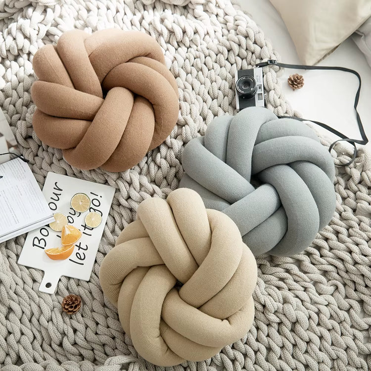 Cotton DIY Hand Knot Back Cushions Cozy Car Lumbar Pillow Home Decorative Sofa Seat Cushion Soft Office Hand Rest Pillows