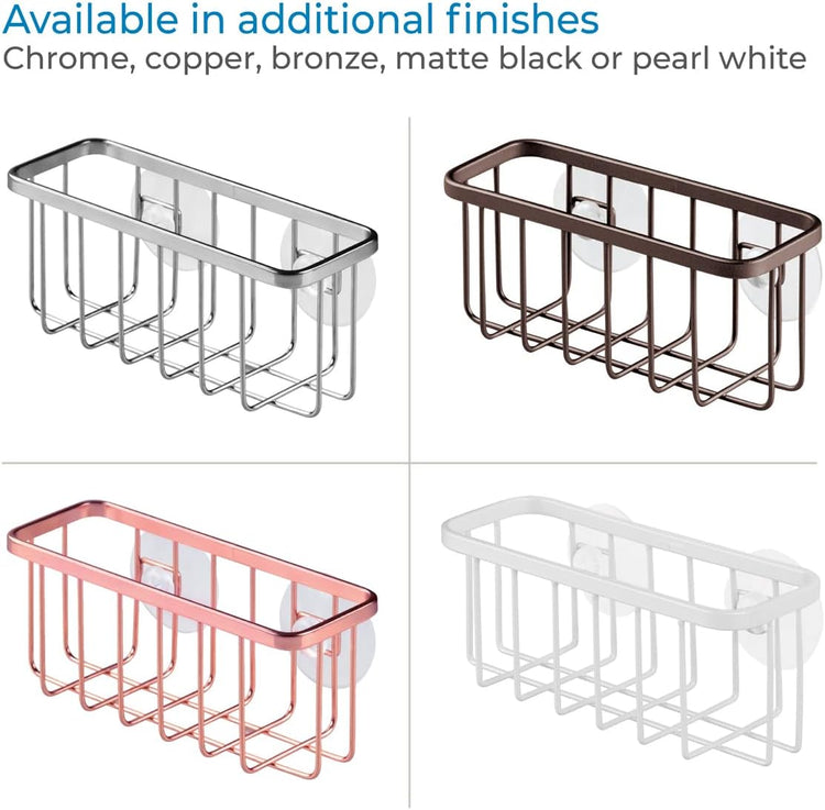 Idesign Rust-Resistant Stainless Steel Sponge Holder for Kitchen Sink with Suction Cups, the Gia Collection - Set of 1, Satin