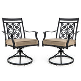 2 Pieces Patio 360 Degree Swivel Chairs with Blossom Pattern Backrest and Cushions