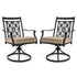 2 Pieces Patio 360 Degree Swivel Chairs with Blossom Pattern Backrest and Cushions