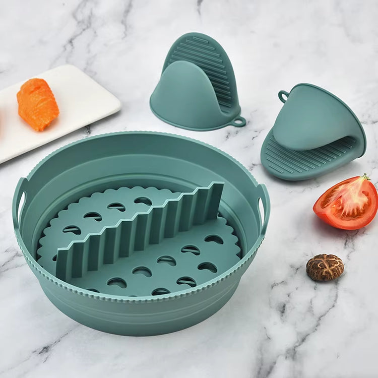 1/2 Airfryer Silicone Basket Oven Baking Tray Silicone Mold for Air Fryer Pizza Fried Chicken Basket Air Fryer Baking Dishes Pan