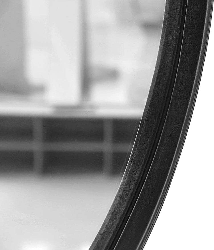 round Wall Mirror Decorative Mirror, Hanging Mirror with Hanging Strap Silver Hardware Hooker/Hanger (Black, 20&