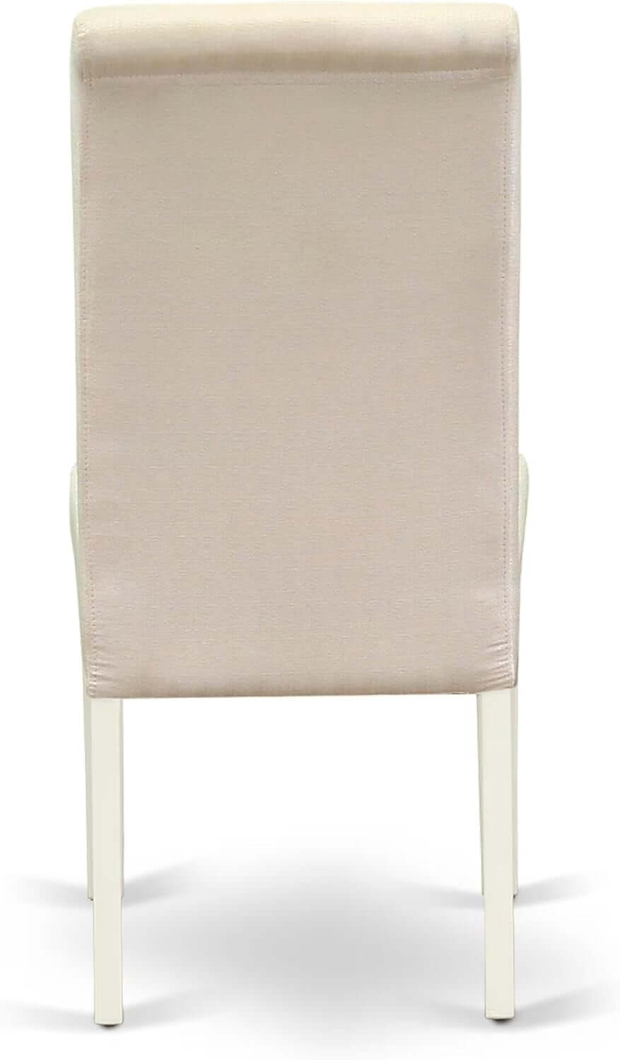 BOBA5-WHI-01 5 Piece Modern Dining Table Set Includes a round Kitchen Table and 4 Cream Linen Fabric Parsons Dining Chairs, 42X42 Inch, Linen White